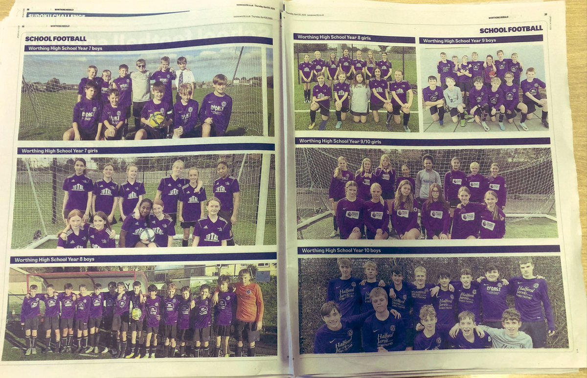 sdetrust_ceo's tweet photo. Great article this week in @Worthing_Herald featuring football teams across Worthing. Well done to all of our @WorthingHighPE Teams https://t.co/hoKLA2VoQz