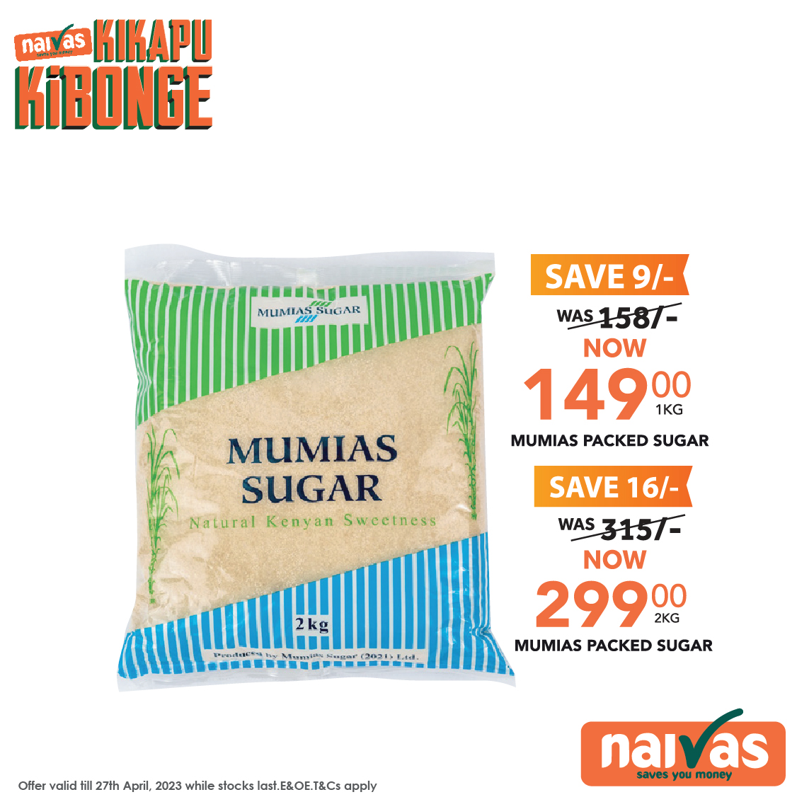 naivas_kenya's tweet photo. 🎉Ikiwa una-celebrate Eid au pengine unapanga sherehe yoyote, huwezi kosa kutumia sukari. Iwe kwa chapo, keki🥧 au pia mandazi, sukari ni must. Pitia Naivas ujaze kikapu🛒 na kilo zako za Mumias now on offer.

#NaivasKikapuKibonge  ✓
*Offer valid countywide until 27/04/2023 https://t.co/oGwFCoa8gS