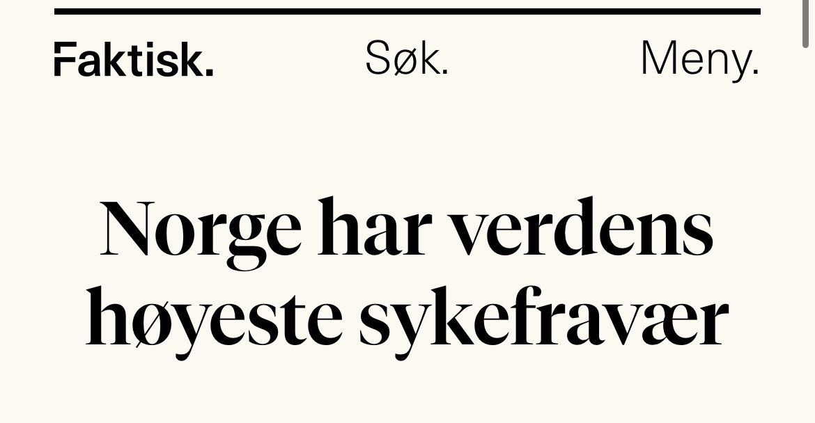 En av verdens sunneste befolkninger har det høyeste sykefraværet.. Første sykedag uten lønn hadde nok gjort underverker. 🇳🇴