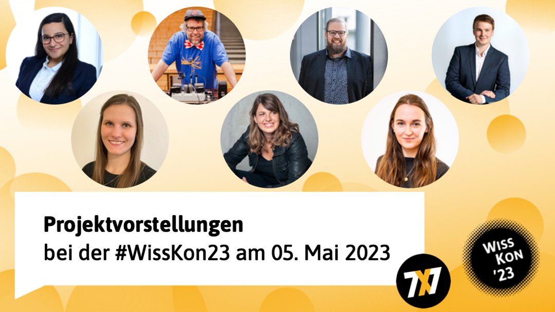 WissKon's tweet photo. 7 #Wisskomm-Projekte in 7 Minuten – Das gibt es nur bei der #WissKon23. Seid um 13 Uhr auch online beim 7x7-Format dabei, um in die Welt diverser Kommunikationsformate einzutauchen – #Comic, #Physikshow, Bücher, #SocialMedia, #Podcast & Kneipengespräche. https://t.co/tIQnm8BFqw https://t.co/3LQqm5D24D