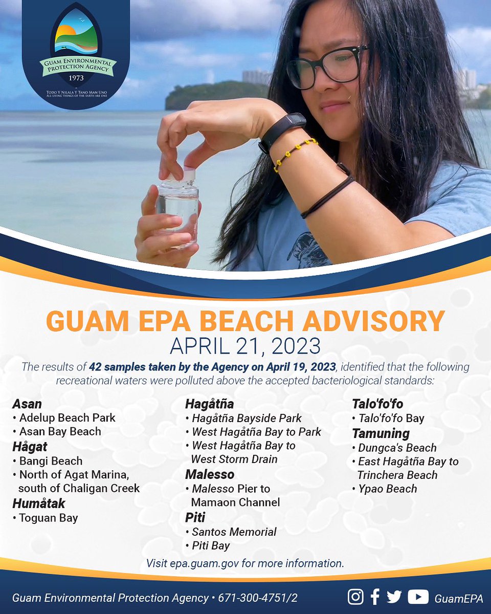 GuamEPA's tweet photo. Swimming, fishing or playing in unsafe waters may result in minor illnesses such as sore throats or diarrhea. Children, the elderly and people with weakened immune systems have a greater chance of getting sick when they come in contact with contaminated water. https://t.co/IPMSBjBtxs