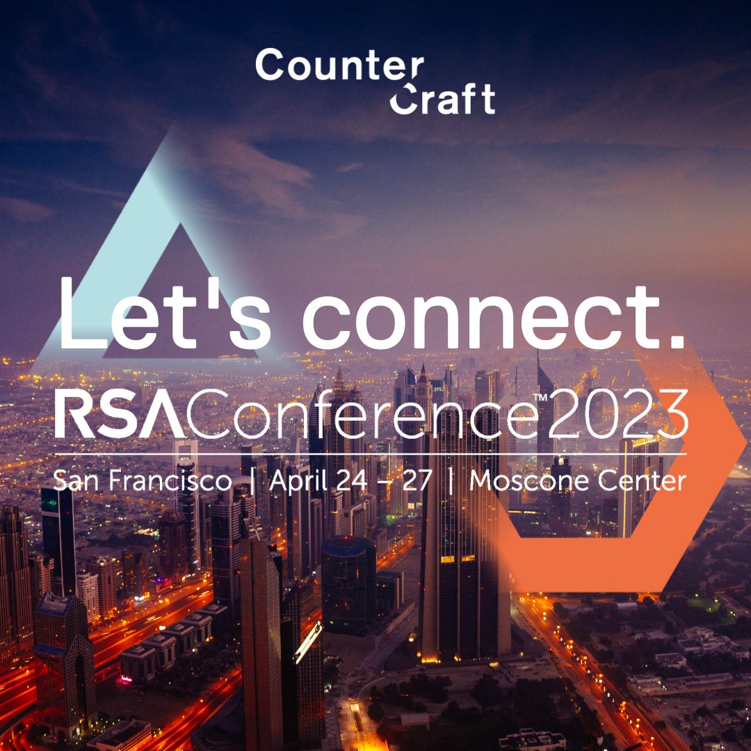 Counting down the days until #RSAC! Meet with us to find out how to keep your organization one step ahead of attackers.

Let's discuss your organization's cybersecurity challenges and explore how CounterCraft can address them. 

Book a meeting today 👉 eu1.hubs.ly/H03yRrD0