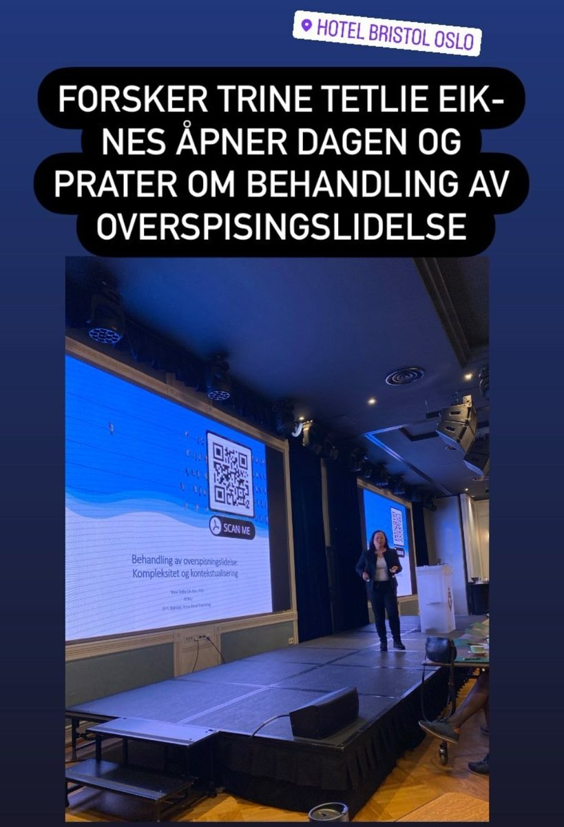 Oslo_EDResearch's tweet photo. @TetNes åpner dag 2 av #SFkonferansen2023 😃#spiseforstyrrelse https://t.co/ELo8IT3pBI