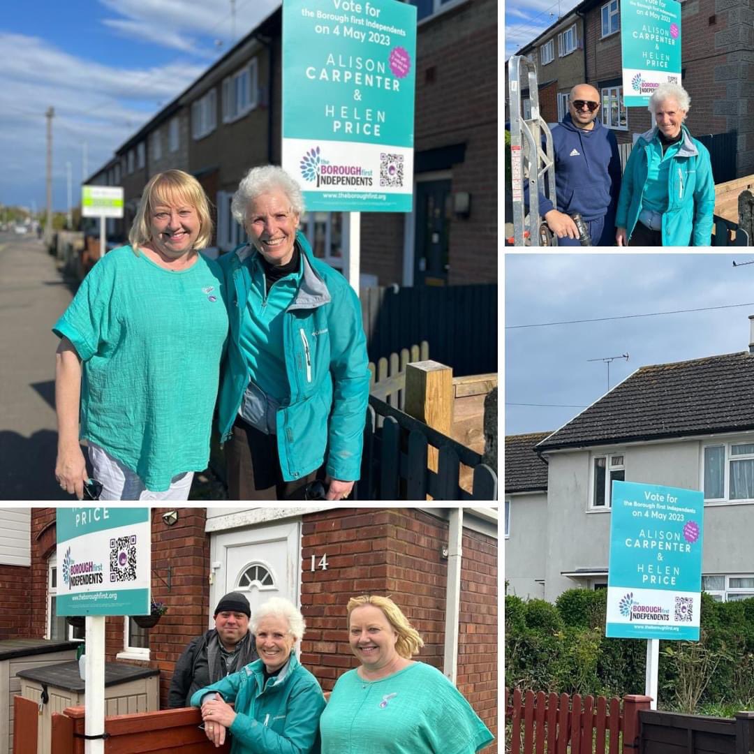 theboroughfirst's tweet photo. Our Clewer & Dedworth East candidates, Alison Carpenter & Helen Price were out & about the ward. A huge shout-out to Ketan, who helped get their boards erected & isn't even a resident of their ward! #PeopleBeforePolitics #VoteIndependent #TBFI #Clewer #Dedworth #Windsor https://t.co/pCN9EXGJ0r