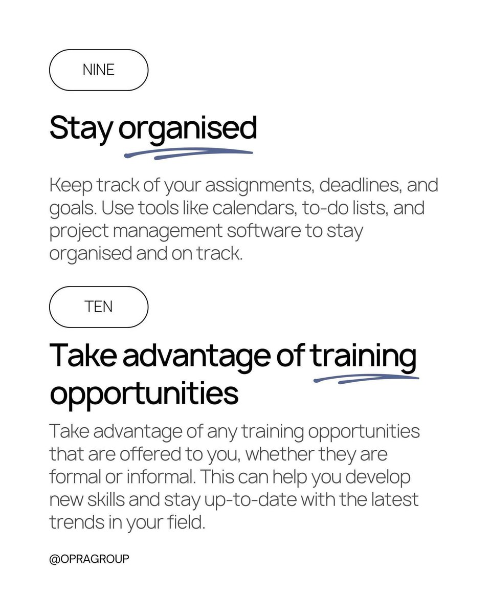 OpraGroup's tweet image. Whether just starting your apprenticeship or looking to make the most of your training here’s a few key strategies you can use to help you succeed. Here’s tips &amp;amp; strategies to help navigate training &amp;amp; achieve career goals 👩🏽‍💼✨

🧑‍💻 theopragroup.com/find-your-futu…

#careerdevelopmenttips