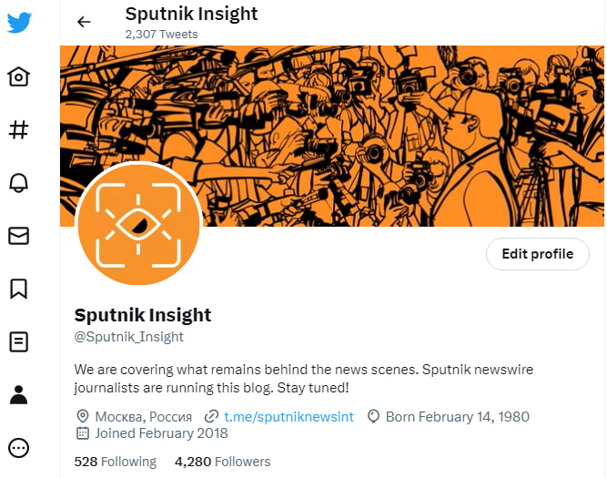 Twitter removed the "state-affiliated" and "government-funded" labels from news media accounts, with Sputnik among them. RIA Novosti, the BBC, ABC News, SBS News, CBC News and NPR lost the label too