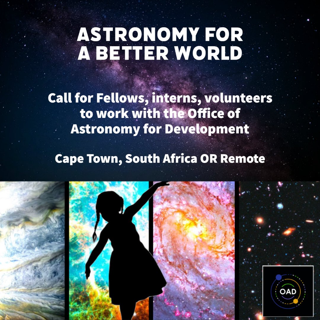 Astro4Dev's tweet photo. Call for Fellows, interns, volunteers: 
OAD seeks inspired individuals from any relevant background interested in contributing to its mission. You may work on a task listed on the site or propose your own. Applications reviewed on a rolling basis.
https://t.co/ofkUwrF8cc https://t.co/Y4GWbENoz1