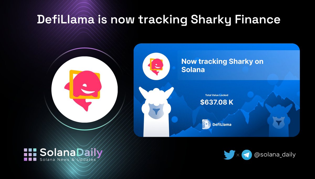 solana_daily's tweet photo. ☀️ @DefiLlama is now tracking @SharkyFi 

👉 Sharky Finance is a leading NFTs lending protocol on @solana, enables users to borrow $SOL using their #SolanaNFT.

🔗 https://t.co/YxoxfqChYE

#SolanaDaily #Solana https://t.co/To3TCCidBt