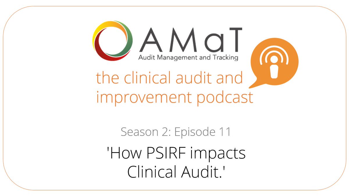 NEW Clinical Audit and Improvement Podcast!

How does the new #PSIRF impact #ClinicalAudit? Listen to Heather Darlow from Leicestershire Partnership (<a href="/LPTnhs/">Leicestershire Partnership NHS Trust</a>), and Tracy Ruthven and Stephen Ashmore from <a href="/cascleicester/">CASC Leicester</a> discuss the issues.

Listen to it here amat.co.uk/#podcast