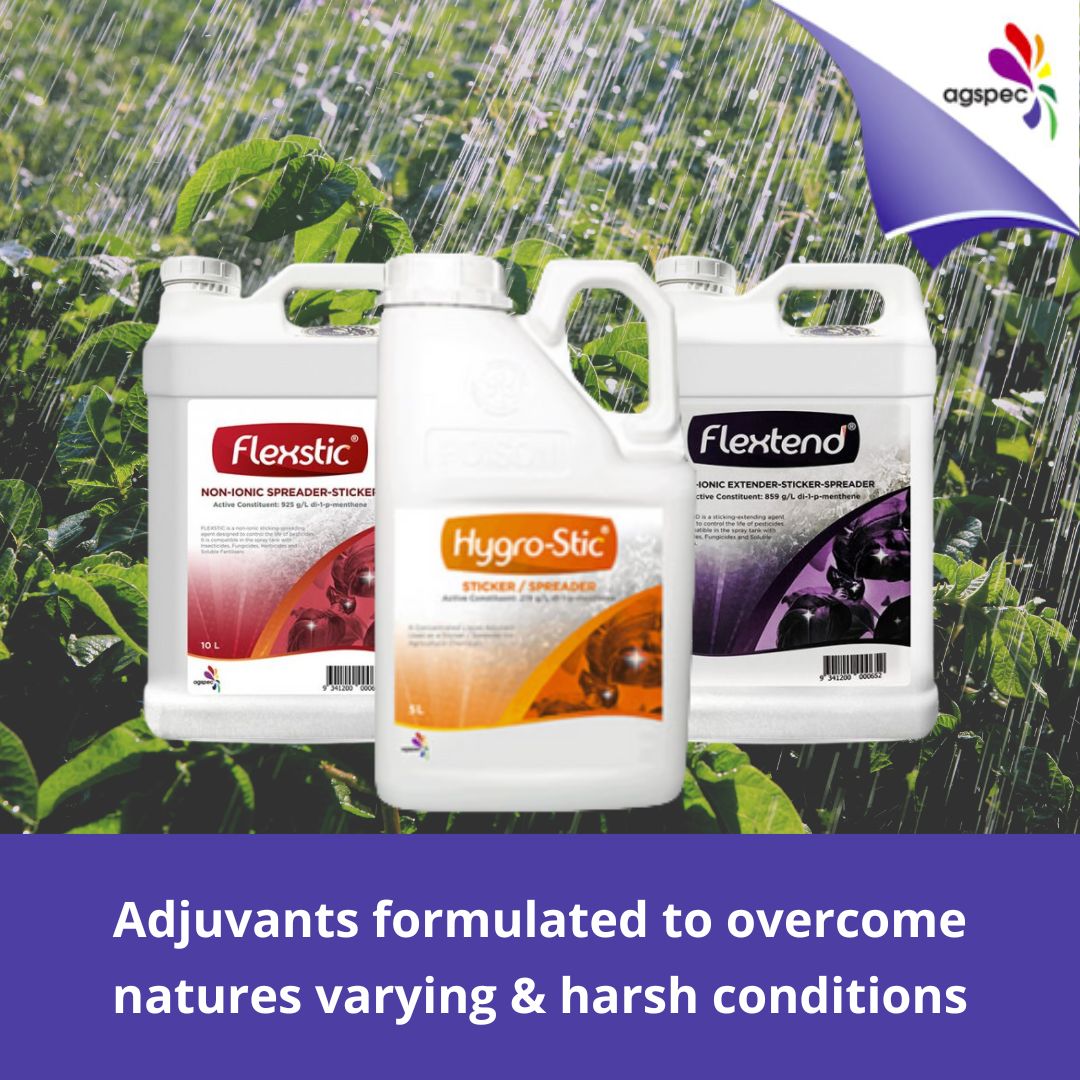 AgspecAus's tweet photo. 🚜#Agspec has a speciality spray #adjuvant available to help optimise your #cropping needs including #broadacre #horticulture #vegetables #vines & #tree #crops🌾🌳🥦
🌧️Wet weather threatening your #vegetable #sprays? Grab #Flexstic® 👉 https://t.co/XJ8XhzYwWf
#Hygrostic #Flextend https://t.co/LpVF01EH8Y