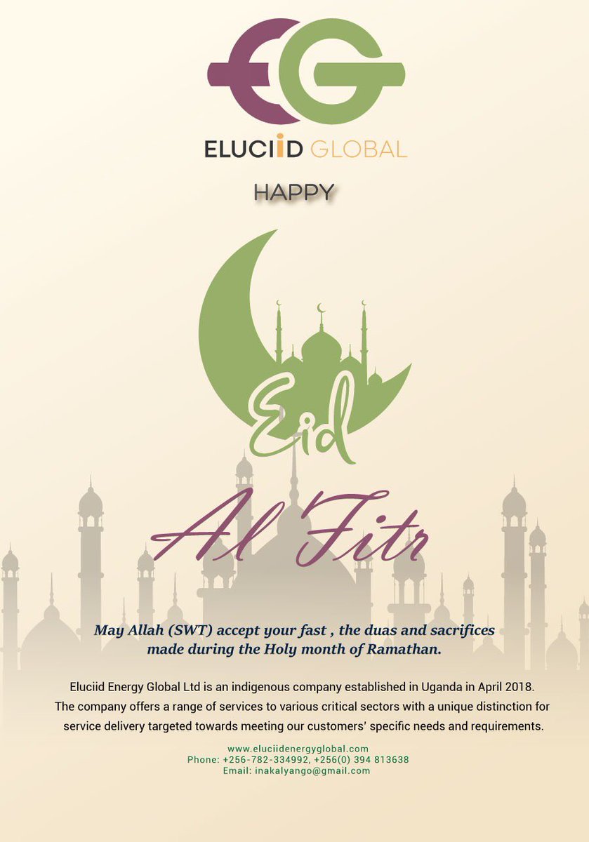 EluciidUG's tweet photo. May Allah (SWT) accept your fast, the duas and sacrifices made during tge Holy month of Ramathan https://t.co/eTgN7nYmRb