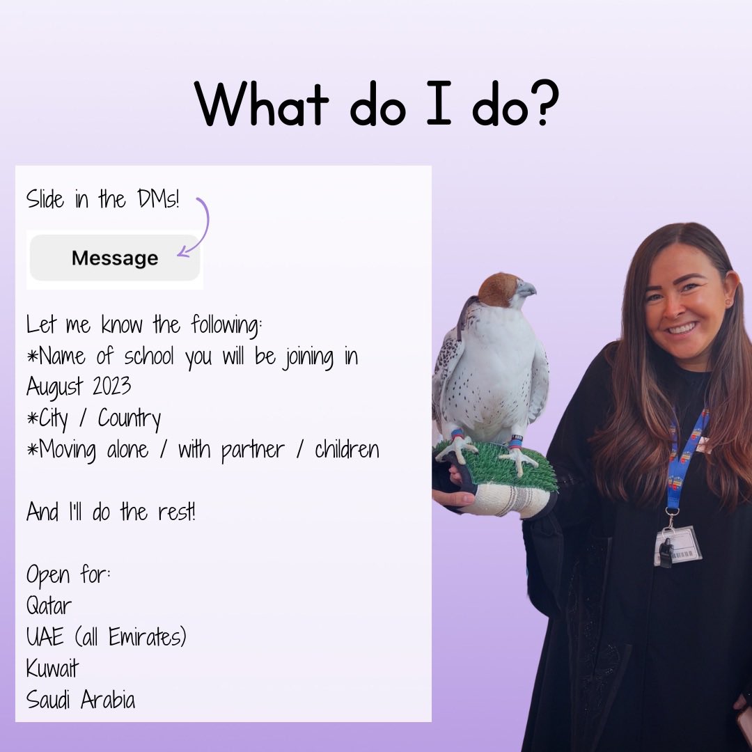 Miss_L_Teach's tweet photo. Teachers moving to the Middle East this summer, head to my IG and dm me! 

I’m currently linking up teachers moving to same school / same destination so you can connect with and know some people before the move! 🇶🇦🇦🇪🇰🇼🇸🇦☀️

https://t.co/OZ9Ek6uZT4 https://t.co/qxwT2ggGm2