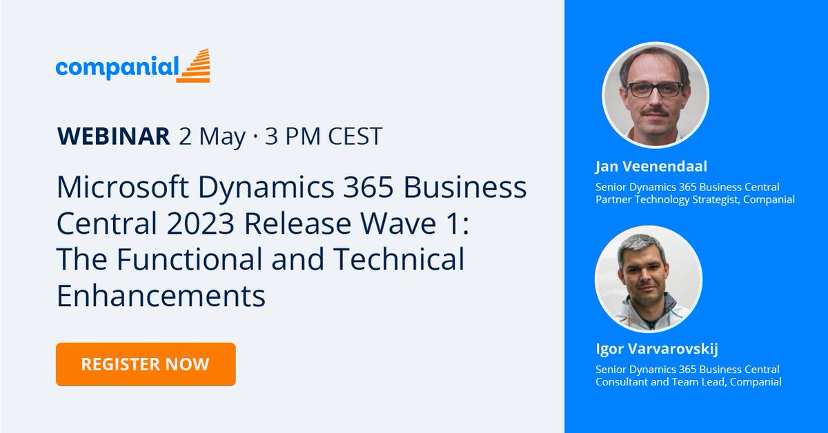 Join our upcoming webinar to learn the benefits of the latest #Dynamics365BC release features and how they can add value to your end customers. 
 
Register now to secure your spot!
📅 Date: Tuesday, May 2nd 
⏰ Time: 3:00 PM CEST 
📍 Register here: bit.ly/41tb6kw