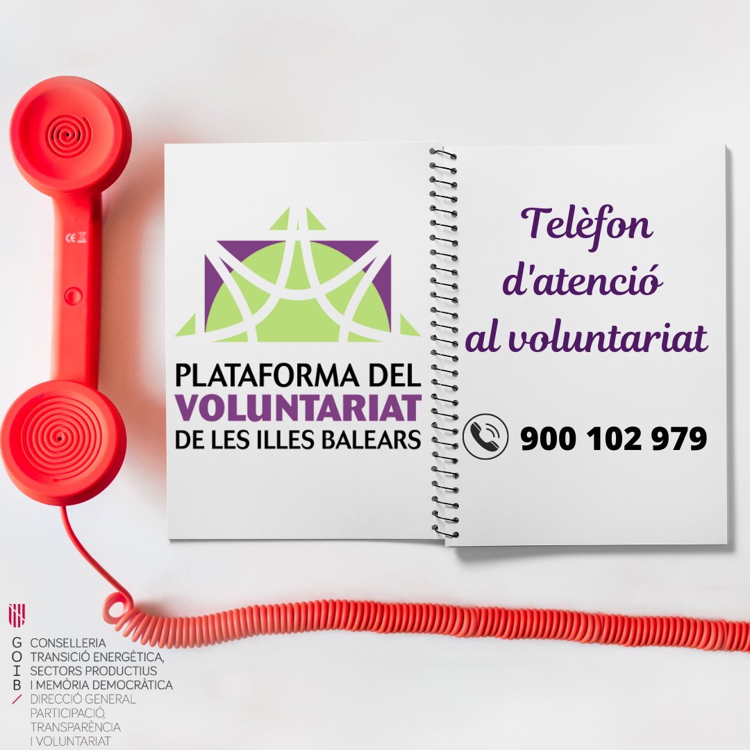 plavib's tweet photo. 📱 Telèfon d'atenció al voluntariat 📲
900 102 979 (gratuït)

Que els dubtes no et facin quedar sense poder realitzar el teu #voluntariat

Telefona i coneix les #entitats i els programes de voluntariat en els que pots #participar.

#plavib #transformant https://t.co/tMzx0CyxGq