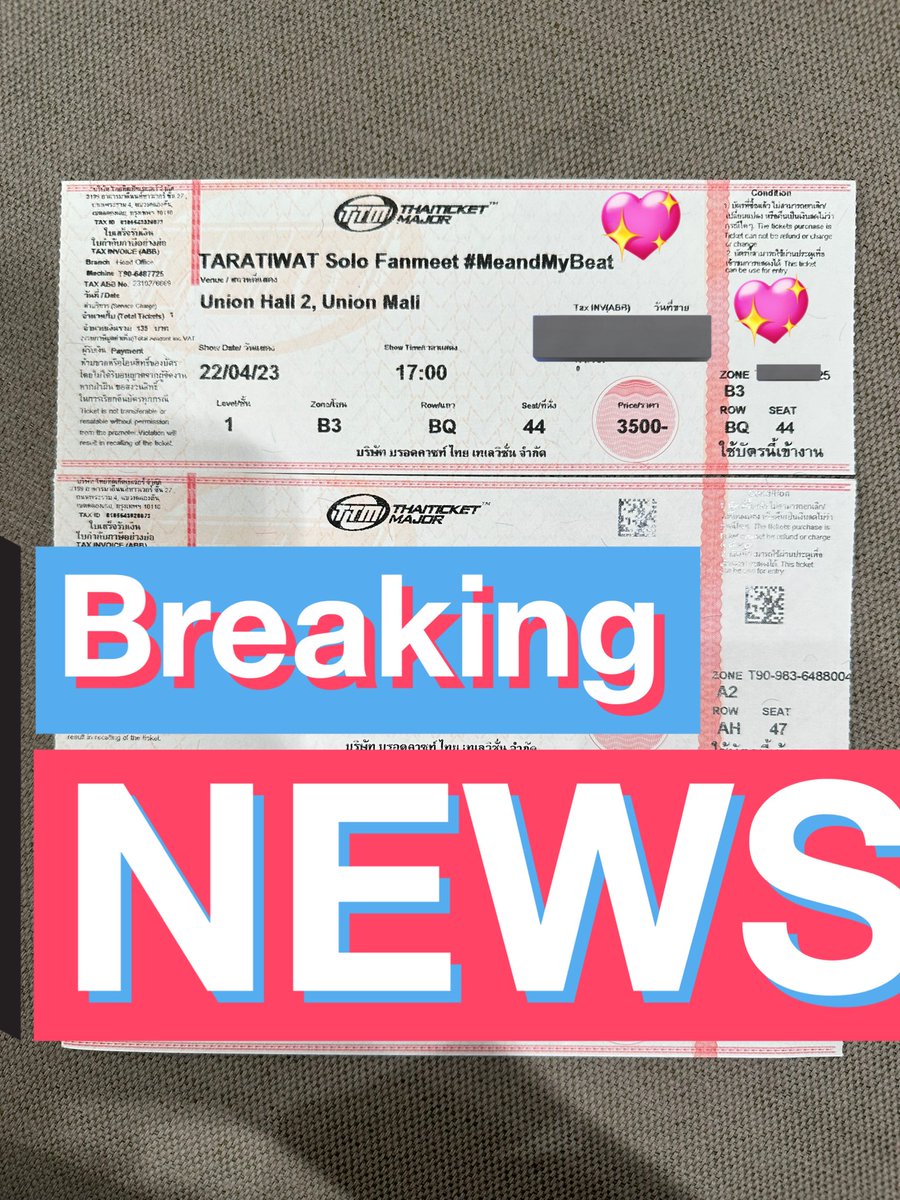 Elly_iiR0611's tweet photo. ขายบัตร 3,500 ค่ะได้สิทธิ์ซาวด์เช็ค!! 
รับบัตรหน้างานได้ ไม่อัพราคา
โซน B3 แถว2 ที่นั่ง BQ44
#TaratiwatSoloFanmeet
#taratiwat #Tarayessir 
#กดบัตรFanmeetTara https://t.co/z387dyUxqj