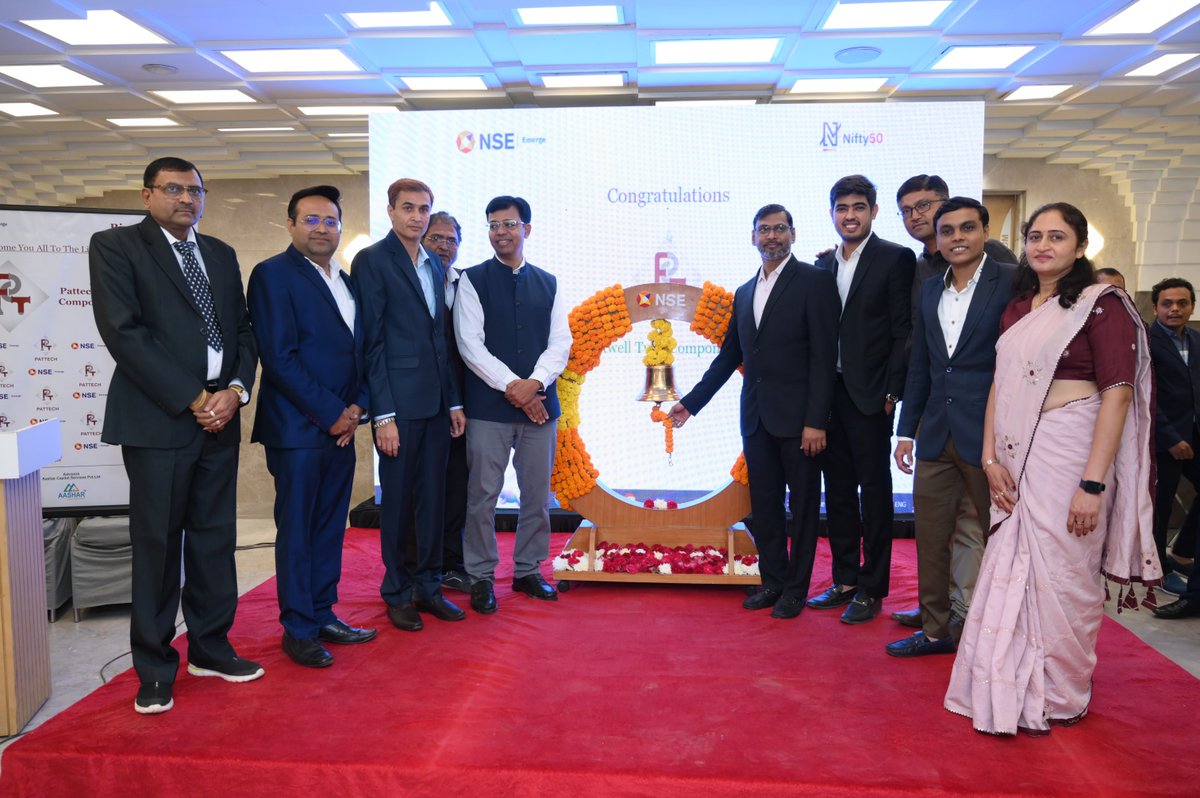 NSEIndia's tweet photo. Congratulations Pattech Fitwell Tube Components Limited on getting listed on NSE Emerge today!
#NSE #Listing #IPO #NSEIndia #StockMarket #ShareMarket #pattech #fitwell #tube #components @ashishchauhan https://t.co/15kYGMnJtX