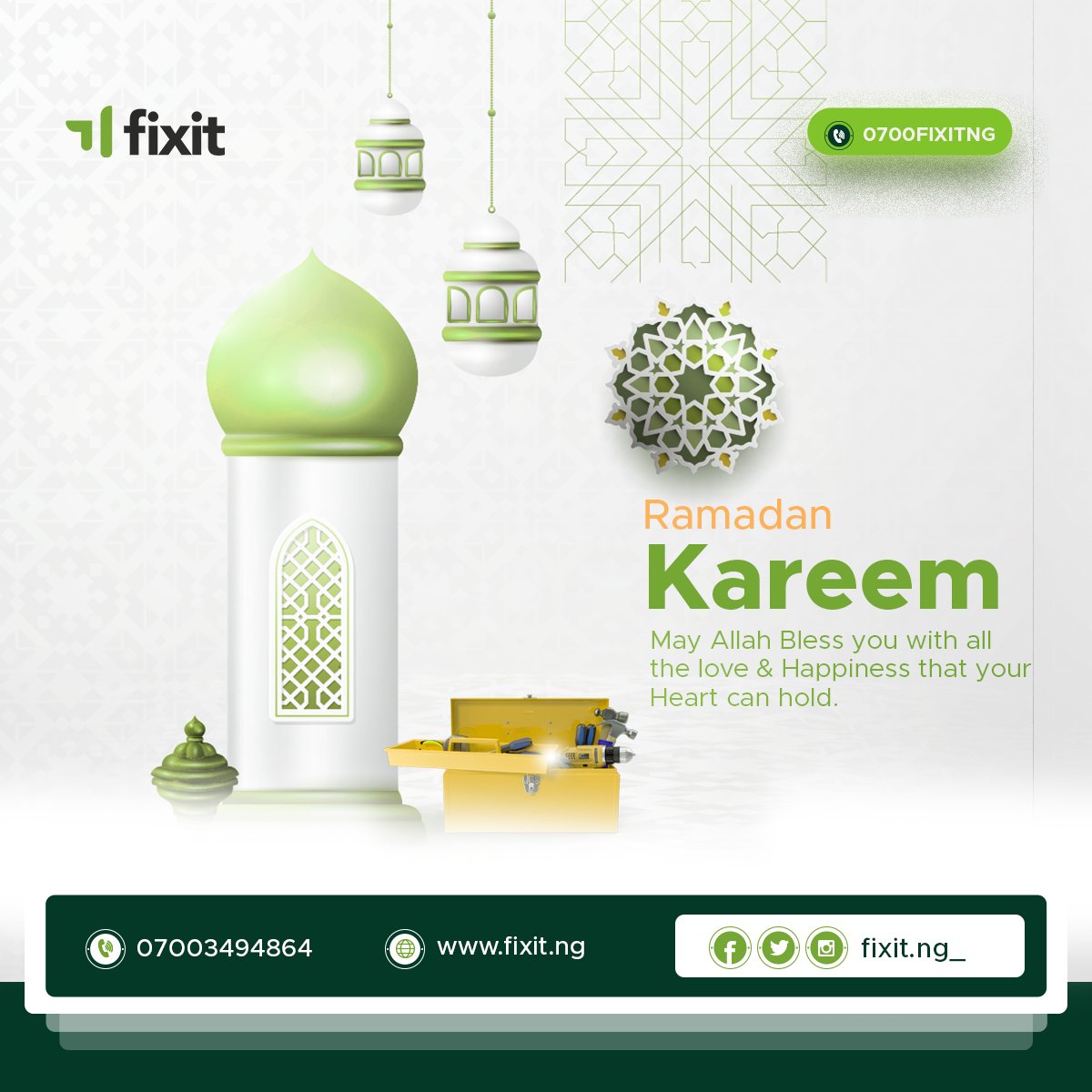 Fixit_ng1's tweet photo. Wishing our Muslim brothers and sisters a blessed Eid celebration 🎉 

May this special day bring you peace, happiness and prosperity. 

#fixitng #serviceplace #eid #eidfitr #eidcelebration https://t.co/cwNxM0u9FT