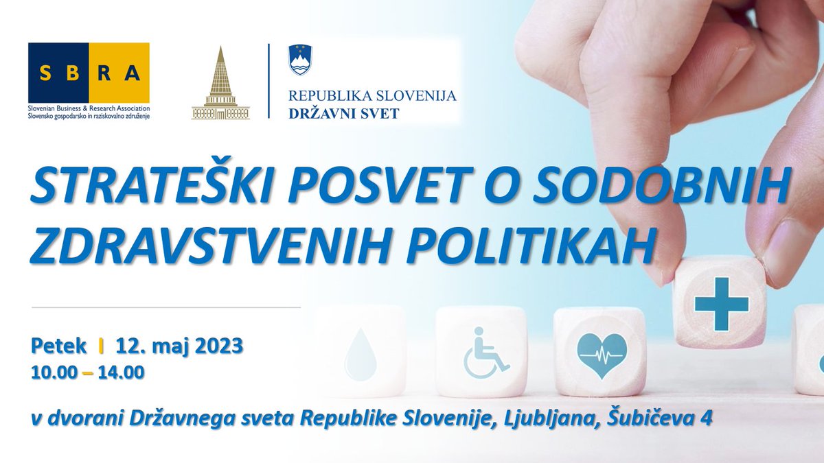sbrabruselj's tweet image. 📣📣📣Slovensko gospodarsko in raziskovalno združenje (#SBRA) iz Bruslja in @DrzavniSvet vabita na STRATEŠKI POSVET O SODOBNIH #ZDRAVSTVENIH POLITIKAH, ki bo v petek, 12. maja 2023! Več ➡️➡️➡️sbra.be/sl/content/str… @MinZdravje @NIJZ_pr @javnozdravje @zdravje_okolje @zdravje