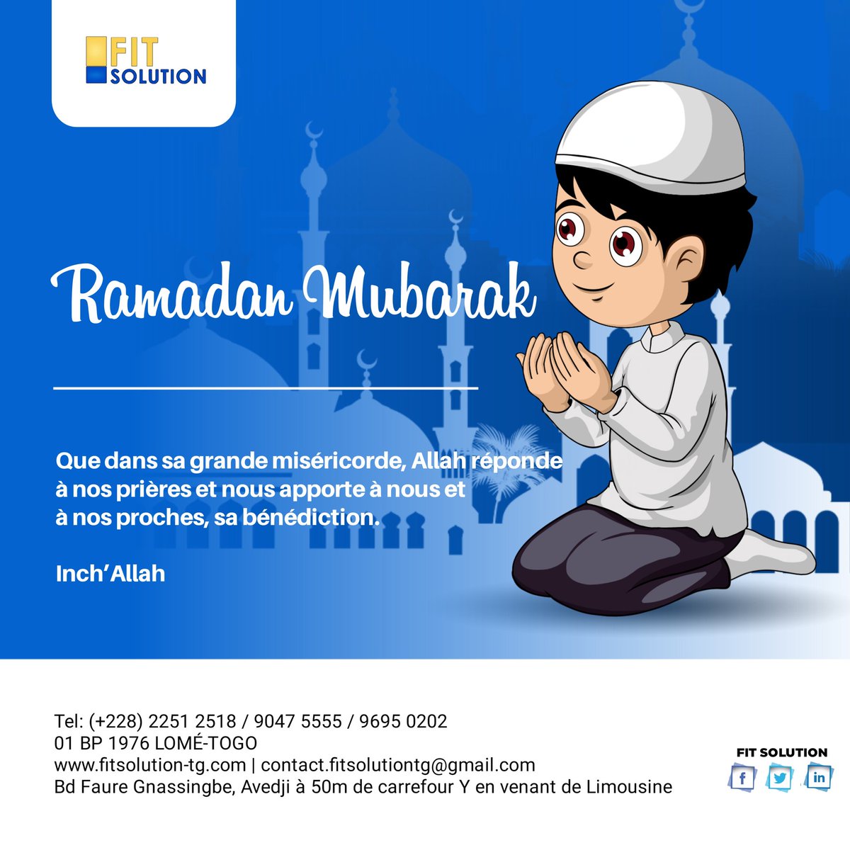 SolutionFit's tweet photo. Ramadan Mubarak
Que dans sa grande miséricorde, Allah réponde à nos prières et nous apporte à nous et à nos proches, sa bénédiction.
Inch’Allah
#FitSolution
#Ramadan2023
#Islam
#team228
#Denyigban https://t.co/11PLY3Itr1