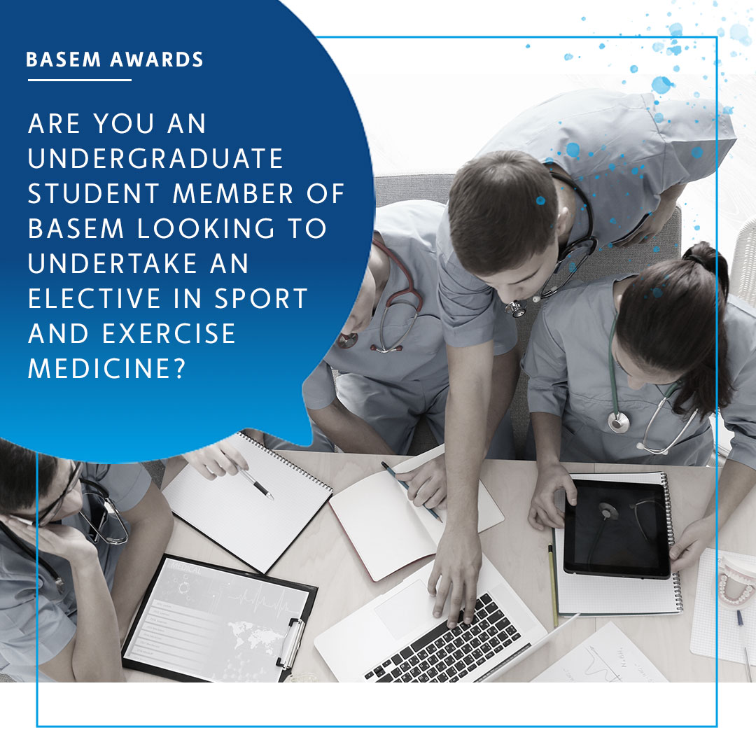 basem_uk's tweet photo. Applications open -
BASEM Undergraduate Elective Award in association with USEMS.
For a chance of receiving up to £1,000 funding click here
https://t.co/PWyK51L4Rx
Deadline 30 June
#awards #semstudents #medicalresearch #medicalgrants #sportsmedicine #sportandexercisemedicine https://t.co/6a0o08pKOM