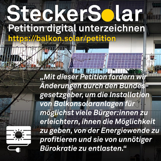 Entratek's tweet photo. Balkonsolar für ALLE ☀️!

Um Vereinfachungen für den Einsatz von #Steckersolar-Geräten zu beschleunigen, fordern wir eine schnelle Umsetzung des VDE Positionspapiers &amp; Baurechtliche Vereinfachungen.

Zeichne die #petitionbalkonsolar mit!
https://t.co/eT05Ib7bnY
#Balkonkraftwerk https://t.co/WaItBBz8gg
