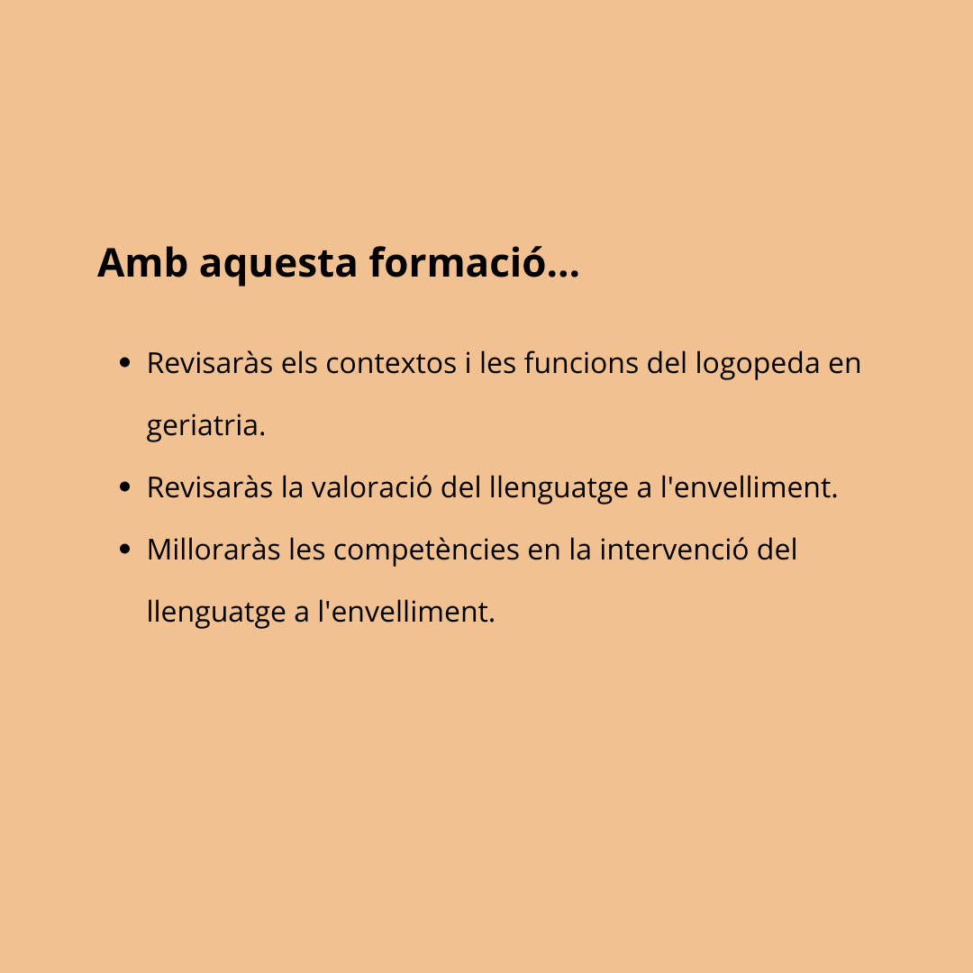 logopedes's tweet photo. 📢Líneas actuales de intervención del lenguaje en geriatría
📆dijous 18 de maig en modalitat en línia
T'actualitzaràs per avaluar i intervenir el llenguatge en l'envelliment normal i en la demència i podràs donar una resposta més efectiva en els diferents contextos professionals. https://t.co/JAyCdGXoUK