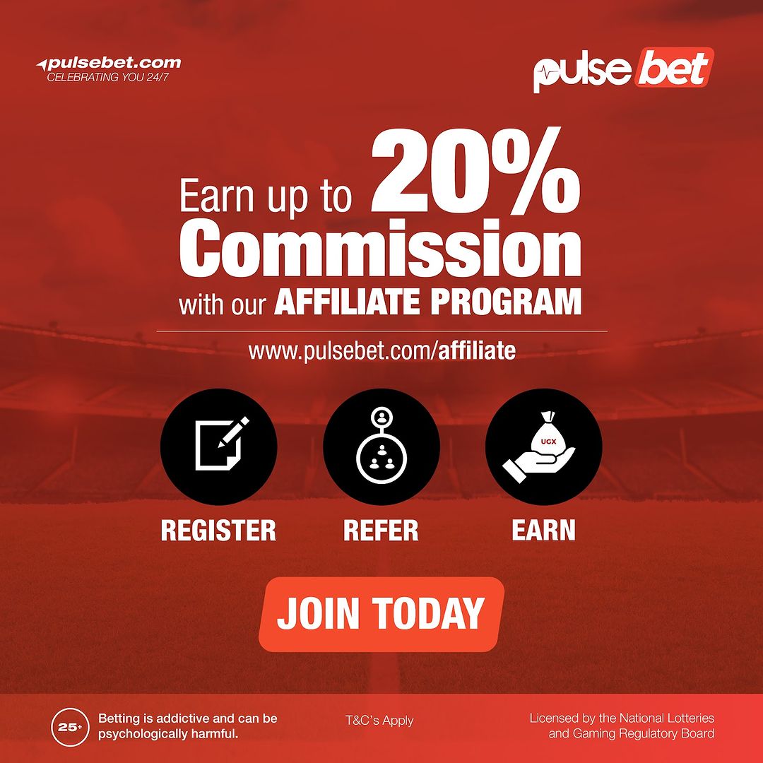 PulseUganda's tweet photo. Want to add some money to that 9 - 5 job? Sign up for our Affiliate Program & start earning from player referrals.
https://t.co/E1x5S2O9Su
#FeaturedPost #FeatureByPulseBet https://t.co/gl1euqqefF