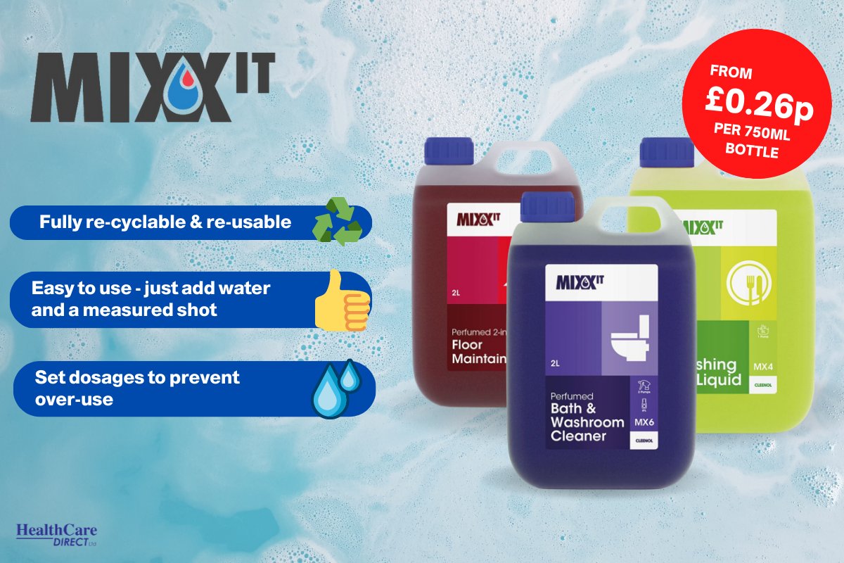 HCDirect's tweet photo. Save over 50% on concentrated chemicals and reduce your plastic waste with the MixxIt range - a comprehensive range of concentrated products designed to provide outstanding performance across multiple industries.

Learn more here: https://t.co/CJY2hAX4Ha https://t.co/AZkT0QR6Cg