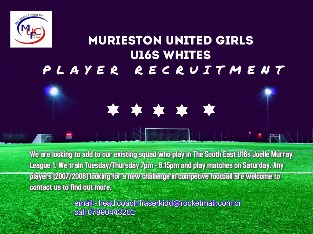 muriewhites's tweet photo. ⁦We are looking to add players to our current squad. Feel free to get in touch for a chat ⁦@Jax_Noticeboard⁩ ⁦@GirlsResults⁩ https://t.co/y8Q2uIe4za