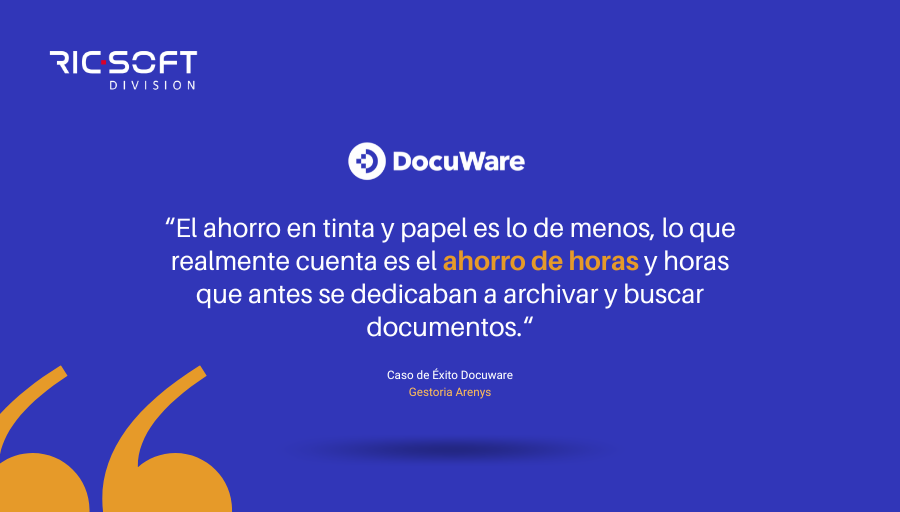 RICDOC_division's tweet photo. ¿Qué opinan los clientes de @DocuWare? "El ahorro en tinta y papel es lo de menos, lo que realmente cuenta es el ahorro de horas y horas que antes se dedicaban a archivar y buscar documentos."  ✅ Leer caso de éxito: https://t.co/T8fC8lVLRr #GestorDocumental #Docuware https://t.co/Q8UcLgHfxJ