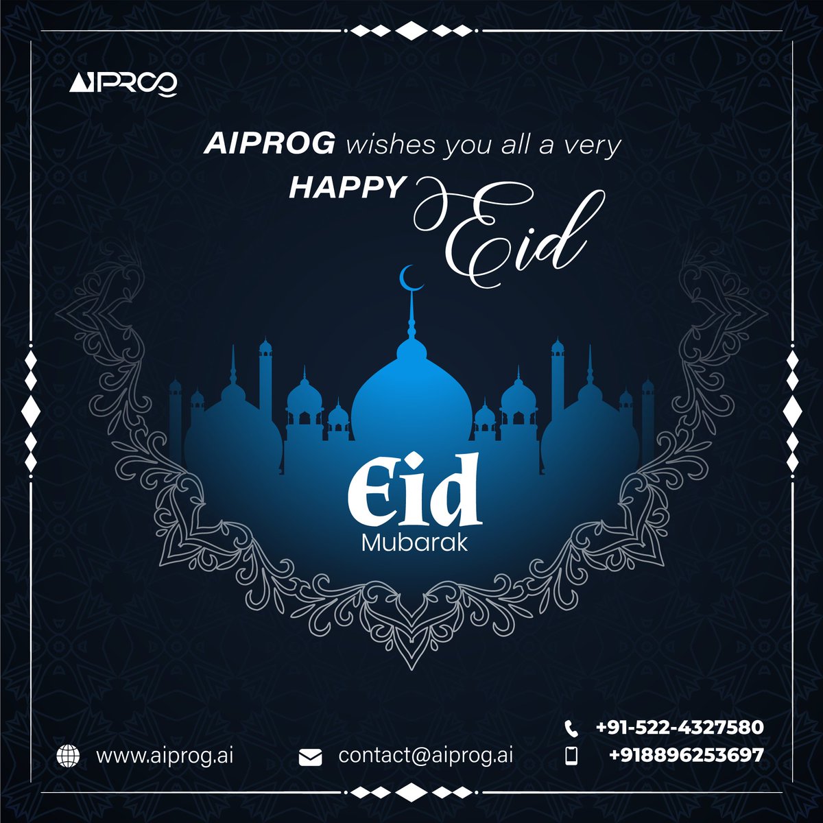aiprog_ai's tweet photo. AIPROG wishes everyone a very happy Eid-Ul-Fitr! May this occasion brings joy, happiness, and good health to all.

#EidMubarak #Eid2023 #Eid  #happyeid #aiprog

🌐- https://t.co/rTY80Vv0g4 https://t.co/mzex7tu2OG