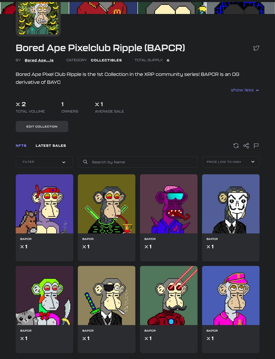 1000 BAPCR will be listed at <a href="/onXRPdotcom/">Sir Solana</a> in a couple of days. 10 we're already minted as a sneak peak 👀 
👇
nft.onxrp.com/collection/bor…

Grab and flip these baddies for only 1 XRP!

👉Tag
👉Like 
👉 Retweet

10 winners of BAPCR and 1 winner of 100 XRP via twitterpicker