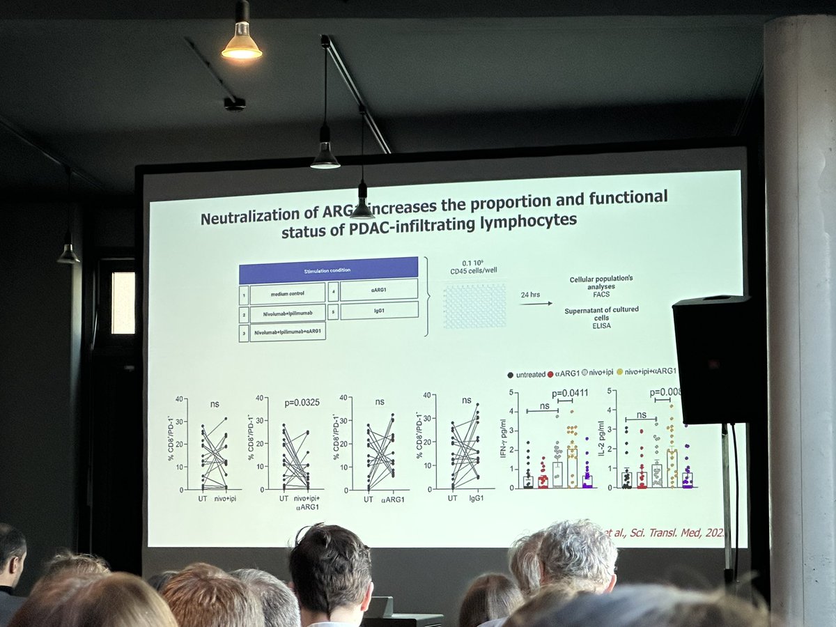 BernardAFox's tweet photo. 6) Prof Vincenzo Bronte #cancer #immunology Expert #Padova - Cathepsin S #CTSS - co-localizes with ARG in NETs - hi Mol wt bands reduced ARG/neutralization incr function of #PDAC #TIL /incr IFNG & IL-2 @letswinpc @PancreaticCanUK @PanCAN @lustgartenfdn #TIMO2023 @romleidner https://t.co/7dmKnwTa4l