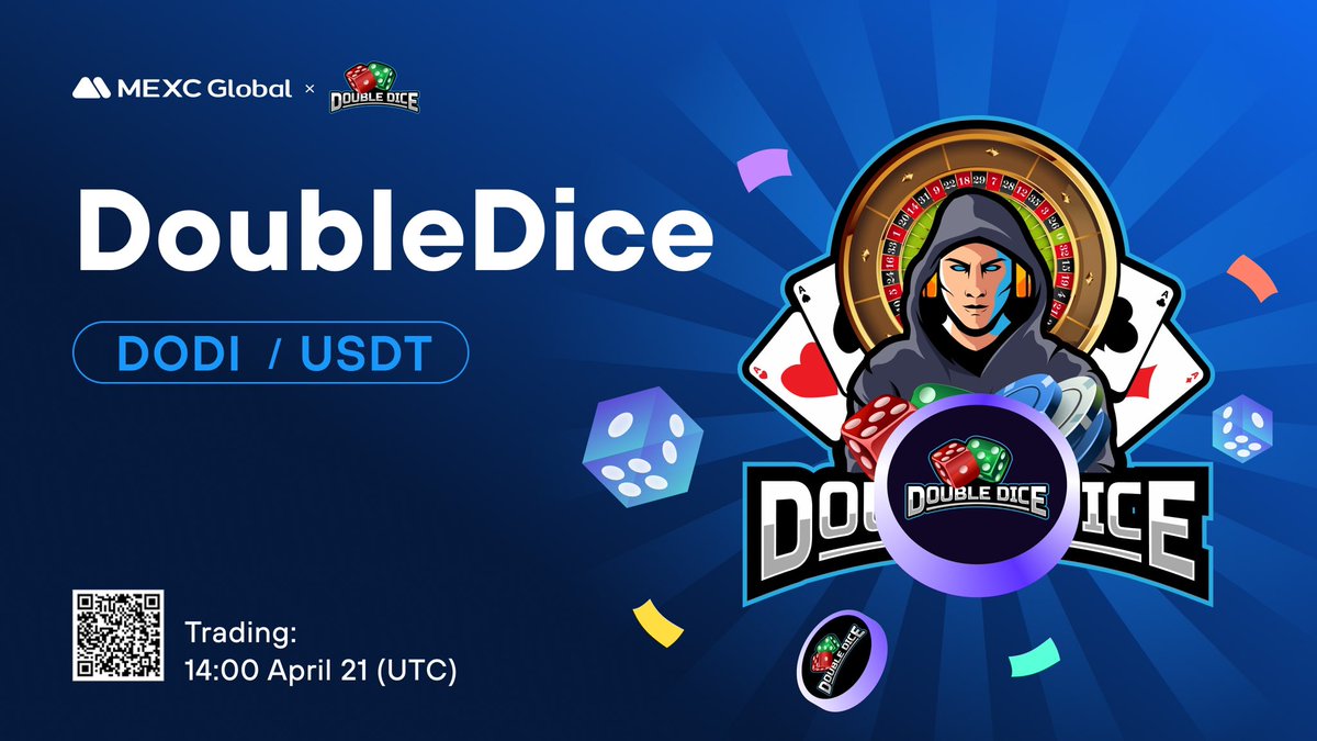 MEXC's tweet photo. 🚨#MEXC new listings alert!
📈 $DODI/USDT will list in the Innovation Zone at 14:00 on Apr 21 (UTC).
@DoubleDice_com is the decentralized pooled gaming metaverse.
#MEXCGloal #DoubleDice https://t.co/Bf1oH8PfmK