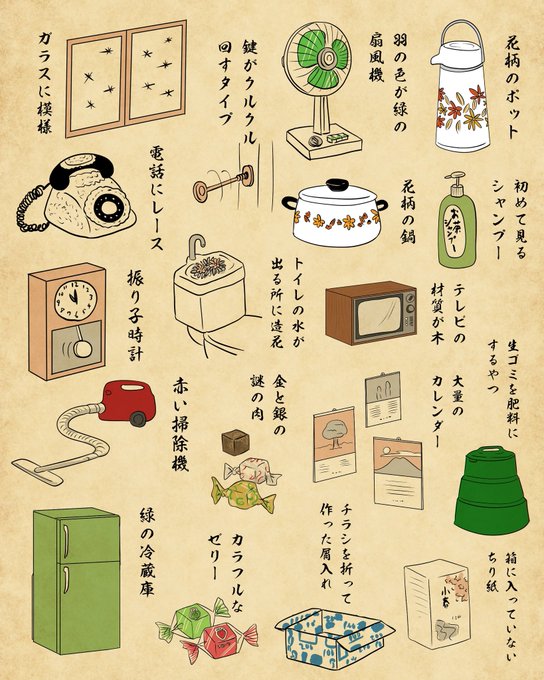 昔、おばあちゃんの家にあったものあるある https://t.co/m9cXdya7ti