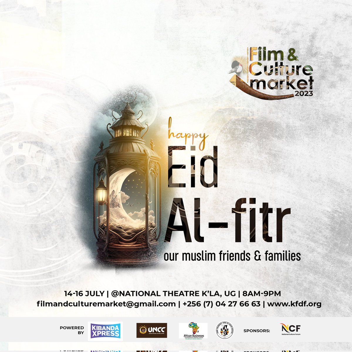 FilmKampala's tweet image. As we celebrate Film and Culture in Africa,We congratulate 🎉🎉 our Muslim Family friends,brothers and sister for a successful fasting Happy Eid Al-Fitr.July 14 - 16 2023   kfdf.org  #FCM2023 @British_Film
@aidscommission @IAMCouncil
@IRIMFA_EN @ECAatState @ICHRI