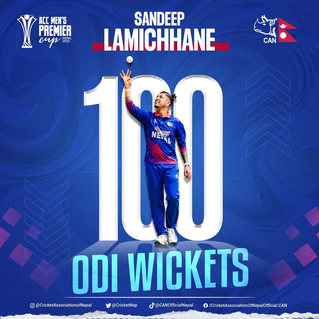 Congratulations Sandeep !!!

Fastest ODI Hundred Wickets 💥👏
#NEPvOMN || #NepalCricket