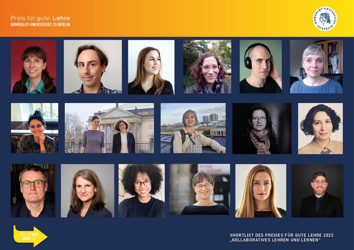 bolognalab_HU's tweet photo. Am 26.04.23 verleiht die @HumboldtUni den Preis für gute Lehre 2022 zu “Kollaborativem Lehren &amp; Lernen”. Wir stellen hier die Finalist:innen vor. Anmeldung zum Festakt, 18-19 Uhr #GrimmZentrum
Programm &amp; Anmeldung: https://t.co/QIa0UYOehl https://t.co/5PRv1JUTbI