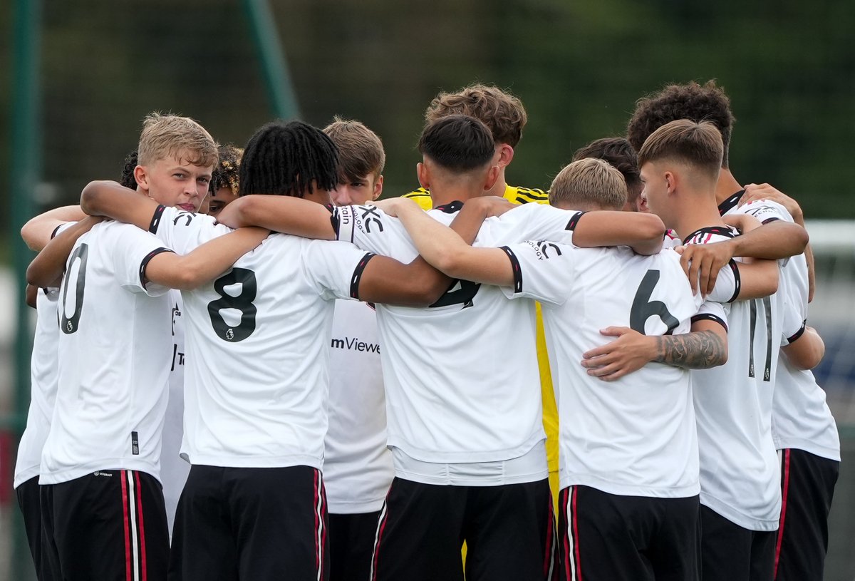 ManUtd's tweet photo. A double-header for our #MUAcademy sides today — all the best, lads 🔴

U18s 🆚 Middlesbrough (A), 13:00 BST
U21s 🆚 Brighton (A), 19:00 BST

#MUFC || #PLYouth https://t.co/A0yk2TJHEe