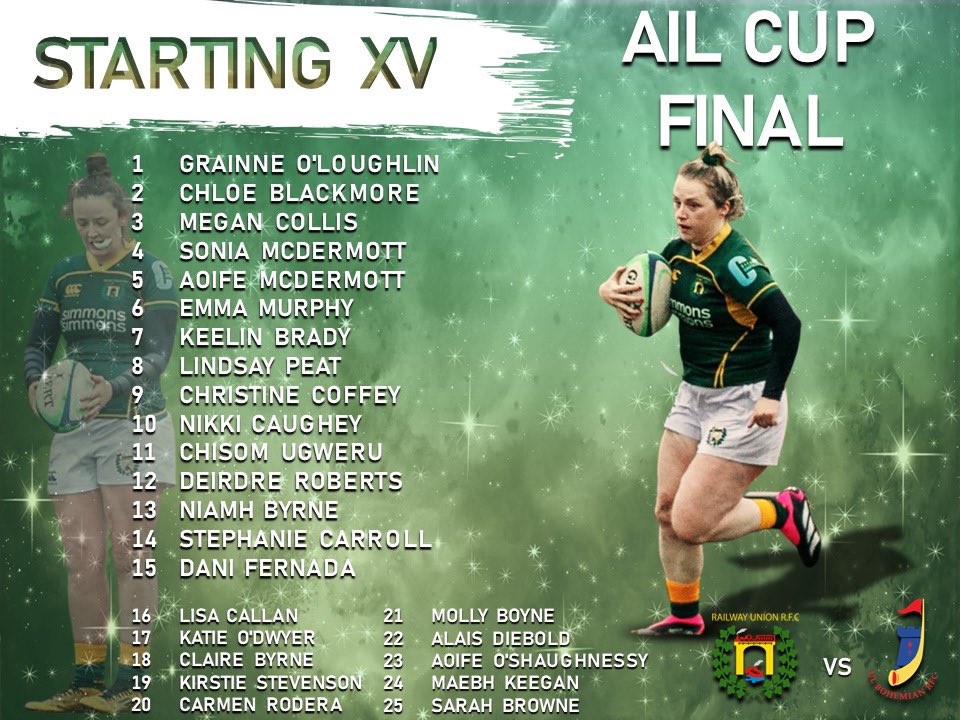 ‼️Squad Announcement ‼️

It’s the AIL Cup Final on Sunday &amp; here’s how we line out! 

🏟️ Templeville Road at 2.30pm
📺 Live Steam on <a href="/IrishRugby/">Irish Rugby</a> YouTube channel

💚💛🏉 #ChangeTheGame #NothingLikeIt #PositiveEnergy #EnergiaAIL #allirelandleague #irishrugby #rugby