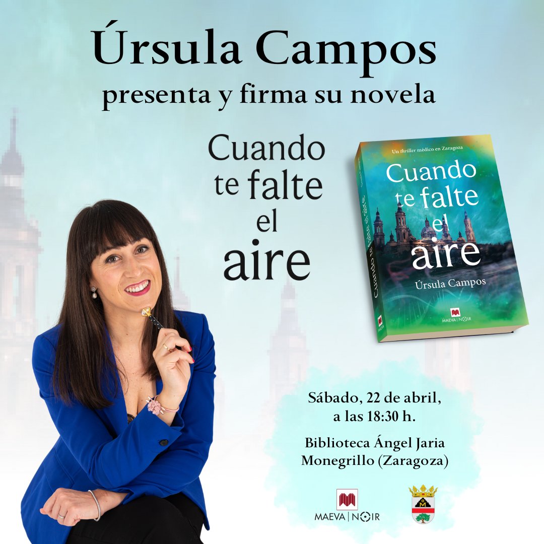 MaevaEdiciones's tweet photo. ¿Eres fan de la novela negra?
¡Este fin de semana Úrsula Campos y Pablo del Río (@pablodelrio64) estarán firmando y presentado sus libros: #CuandoTeFalteElAire y #DoceAbuelas!
#Presentación #Zaragoza #Valladolid #Montegrillo #ArroyoDeLaEncomienda #NovelaNegra #YoLeoMAEVA https://t.co/tRPTyUX2Np