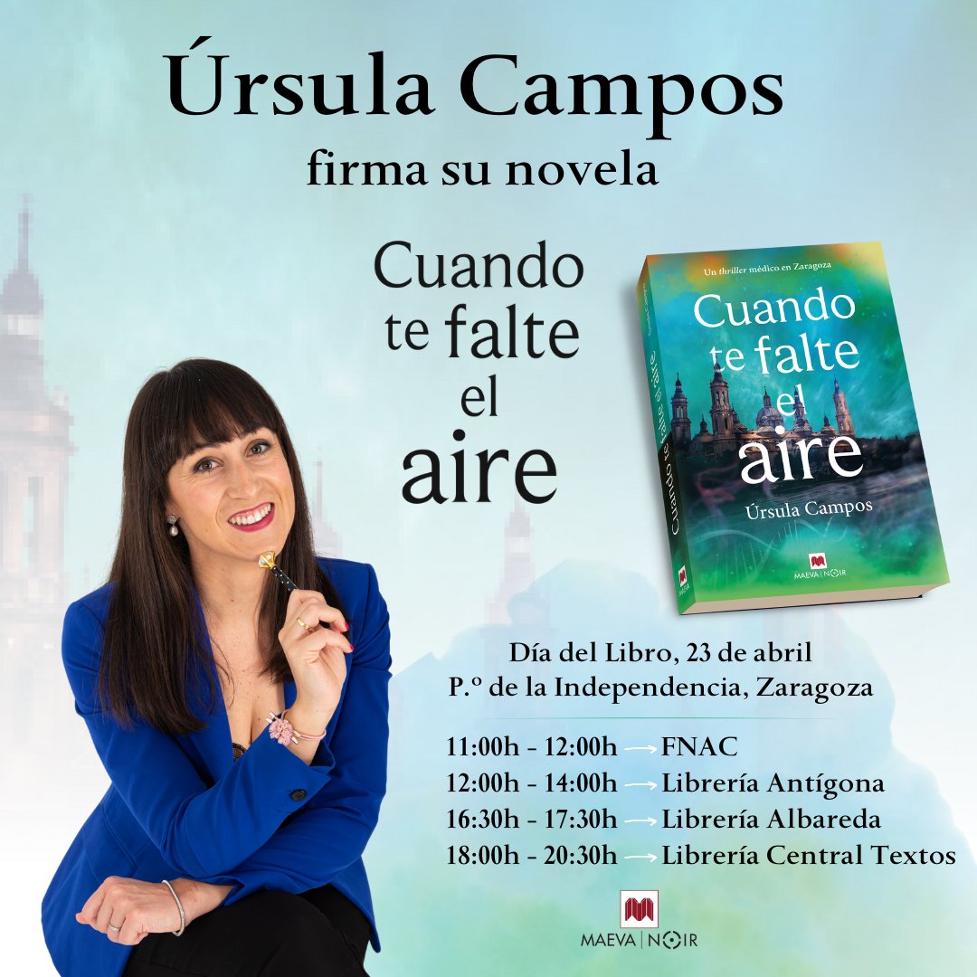 MaevaEdiciones's tweet photo. ¿Eres fan de la novela negra?
¡Este fin de semana Úrsula Campos y Pablo del Río (@pablodelrio64) estarán firmando y presentado sus libros: #CuandoTeFalteElAire y #DoceAbuelas!
#Presentación #Zaragoza #Valladolid #Montegrillo #ArroyoDeLaEncomienda #NovelaNegra #YoLeoMAEVA https://t.co/tRPTyUX2Np