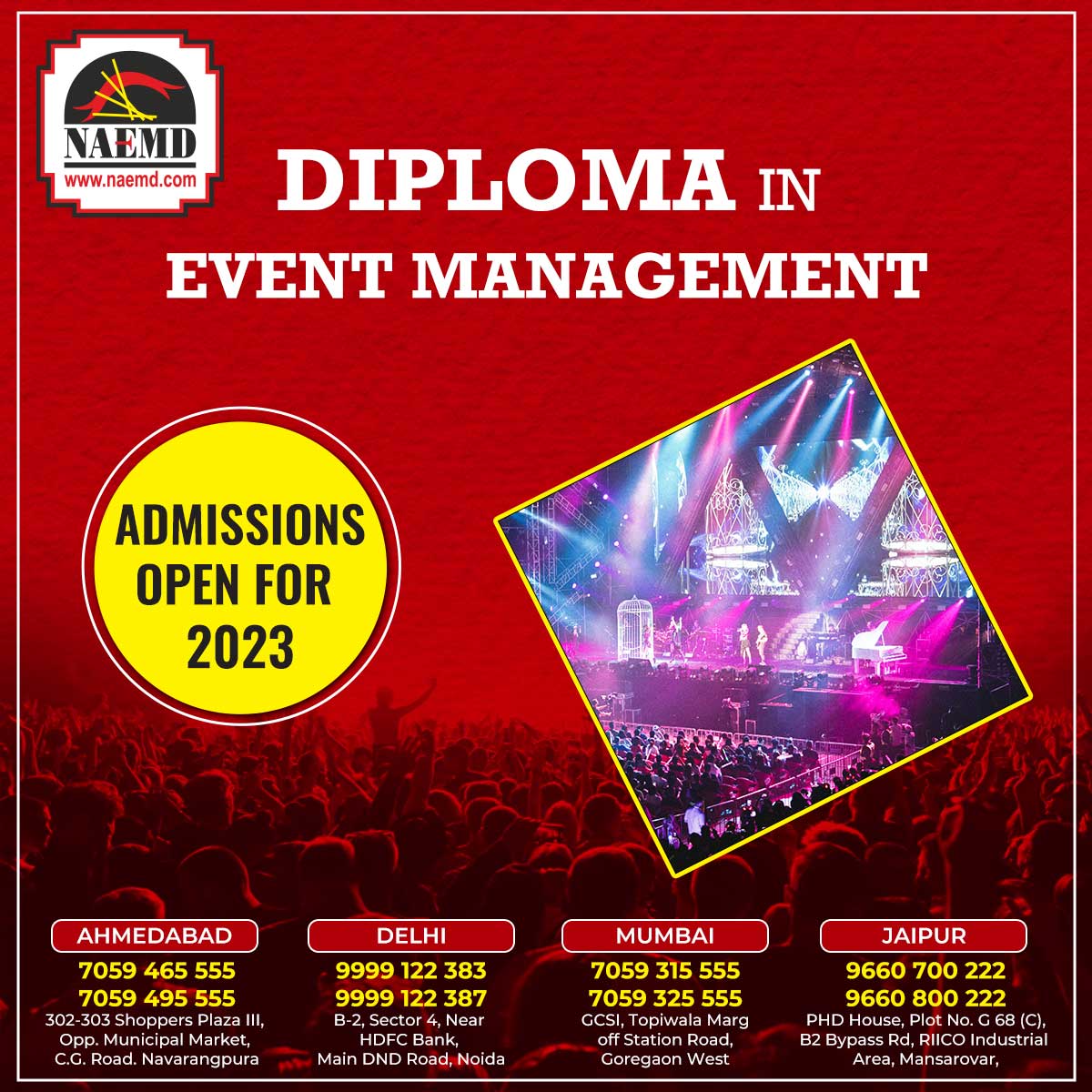 naemdindia's tweet photo. Diploma Event Management in India
Learn #EventManagement With #NAEMD. 1 Year #Diploma in Event Management #Admissions Open Hurry Up!! Block your #Seat by Call Us @ +91-7059465555
#events #eventplanning #eventmanagementcourse #BlueTick https://t.co/VPOEVu9geL