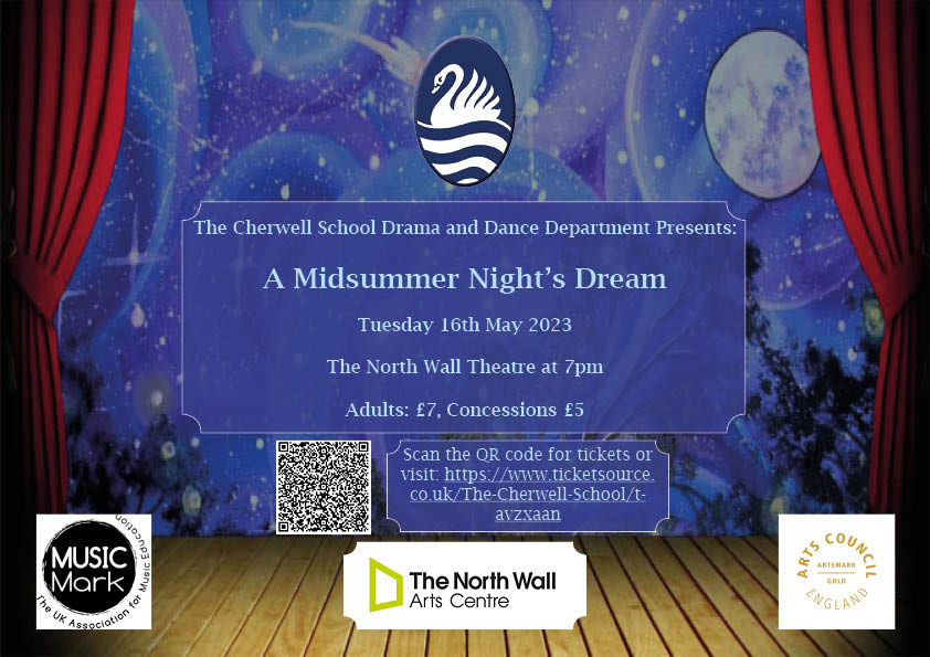 Our KS3 Drama and Dance Clubs are performing a production of A Midsummer Night's Dream at @TheNorthWall on Tuesday 16th May and it is coming together amazingly. If you would like to come and watch, you can get tickets here: ticketsource.co.uk/The-Cherwell-S… We hope to see you then! 🎭