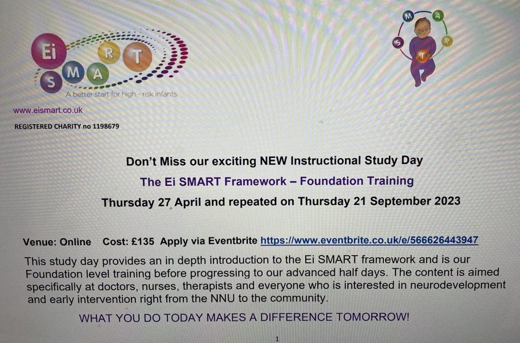 Learn about our M and EiSMART’s unique approach to early motor intervention. Dr Sally Jary, physiotherapist, presents the learnt experience and mum Leah presents the lived experience.  Together they will give you new insights into effective early intervention. Study day 27 April