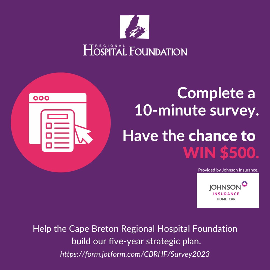 💜CHANCE TO WIN $500 CASH!💜

Help our Foundation build our 5-yr #StrategicPlan - fill out this survey for a chance to WIN 1 of 2 $500 prizes, thanks to Johnson Insurance!

Complete by May 10 at midnight, here:
form.jotform.com/CBRHF/Survey20…