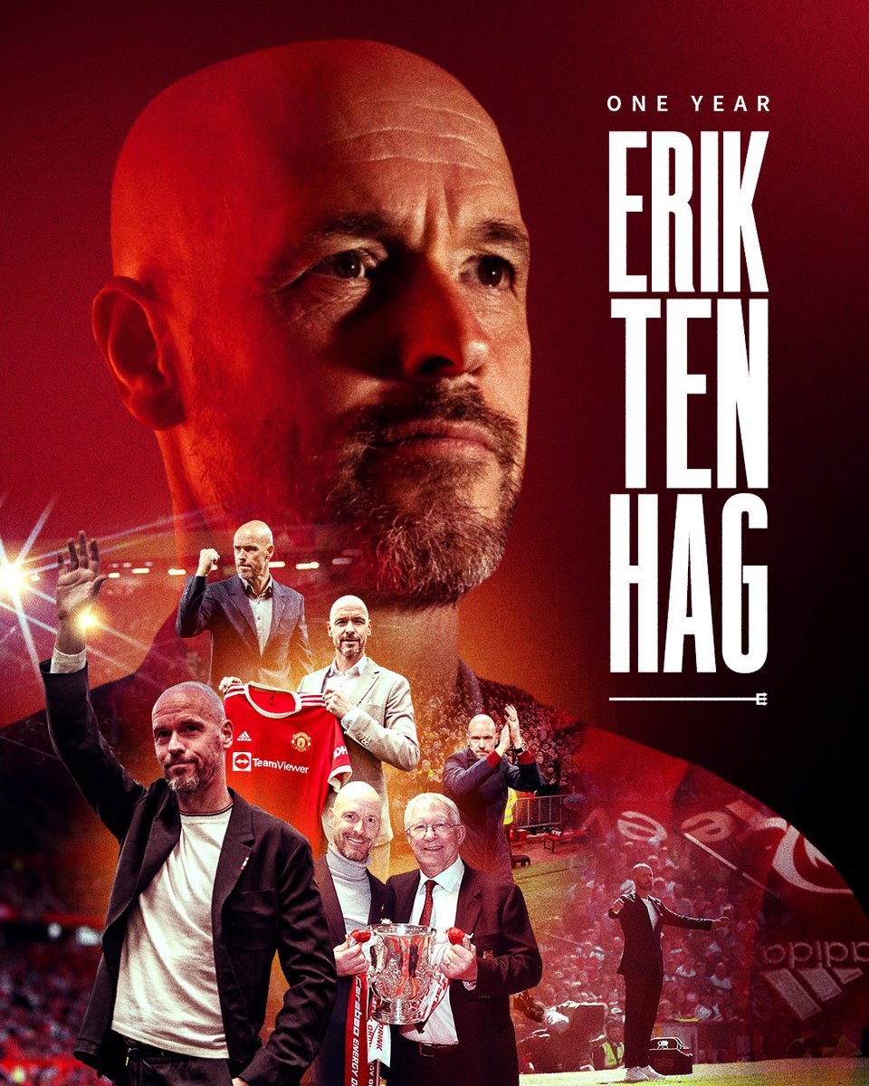 ManUtd's tweet image. 🔴 One year has passed since we appointed Erik ten Hag as manager.

We&apos;ll keep building, growing and improving as one — trust the process ✊

#MUFC