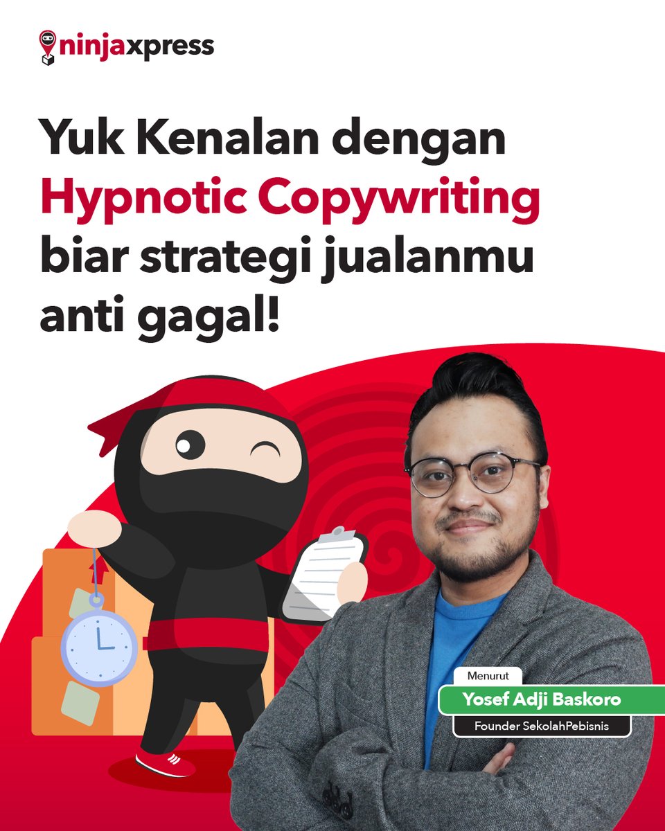 ninjaxpress_id's tweet photo. Teknik jualan anti gagal, emang ada?
Simak tips tentang #HypnoticCopyWriting Teman Ninja, hanya di https://t.co/ySWtKhAnEk
#NinjaXpress #SiapBantuSampaiTujuan #BlogNinjaXpress #TipsBisnis #TipsBisnisOnline #StrategiBisnis #BisnisUMKM #TipsDigitalMarketing #UMKM https://t.co/p8fpWFuBxw