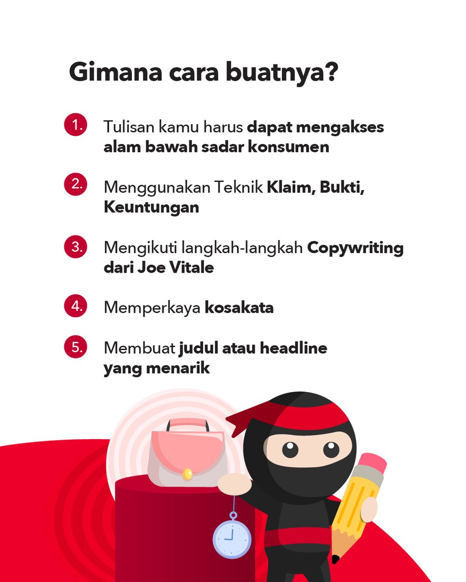 ninjaxpress_id's tweet photo. Teknik jualan anti gagal, emang ada?
Simak tips tentang #HypnoticCopyWriting Teman Ninja, hanya di https://t.co/ySWtKhAnEk
#NinjaXpress #SiapBantuSampaiTujuan #BlogNinjaXpress #TipsBisnis #TipsBisnisOnline #StrategiBisnis #BisnisUMKM #TipsDigitalMarketing #UMKM https://t.co/p8fpWFuBxw