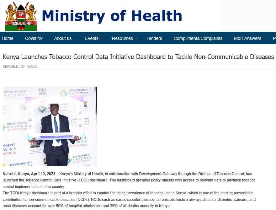 IILAinfo's tweet photo. "With the launch of the #TCDI dashboard, policy makers in Kenya now have a powerful tool at hand to drive evidence-based decision making &amp; support efforts to reduce tobacco use &amp; improve public health outcomes" - @MOH_Kenya 

https://t.co/vIXPWc9MPi
.
.
.

#TobaccoFreeKenya https://t.co/Y4l3O7Y3h1